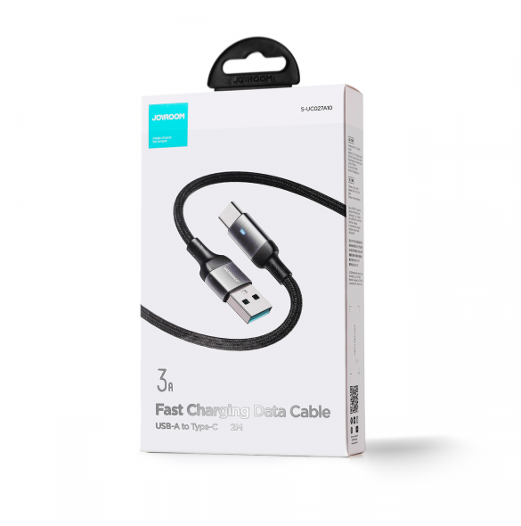 Joyroom USB-kabel - USB C 3A för snabb laddning och dataöverföring A10 Series 2 m svart (S-UC027A10)