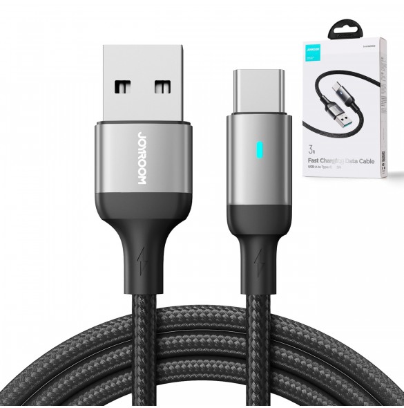 Joyroom USB-kabel - USB C 3A för snabb laddning och dataöverföring A10 Series 2 m svart (S-UC027A10)