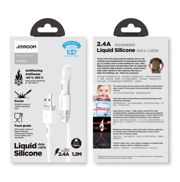 Joyroom USB - Lightning-kabel 2,4A 1,2 m (S-1224N2 Vit)