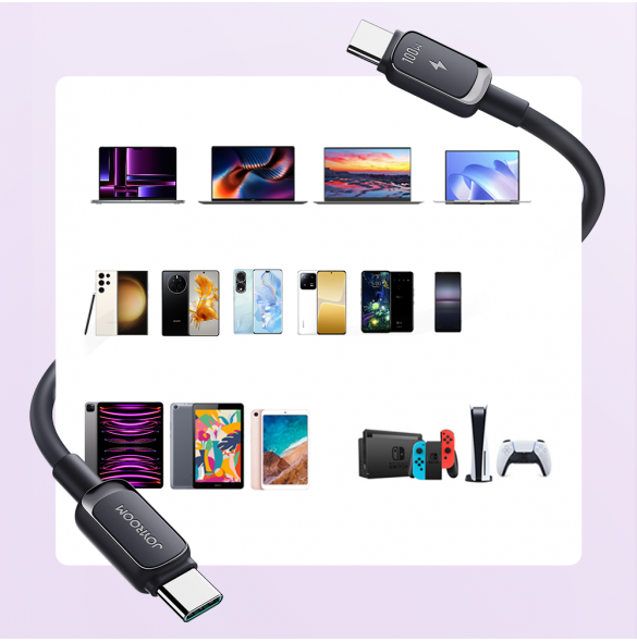USB C - USB C-kabel 100W 1,2m Joyroom S-CC100A14 - Svart