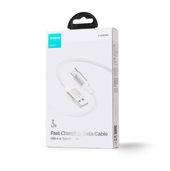 Joyroom USB-kabel - USB C 3A för snabb laddning och dataöverföring A10 Series 2 m vit (S-UC027A10)
