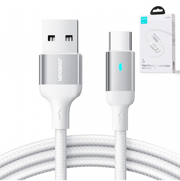 Joyroom USB-kabel - USB C 3A för snabb laddning och dataöverföring A10 Series 2 m vit (S-UC027A10)
