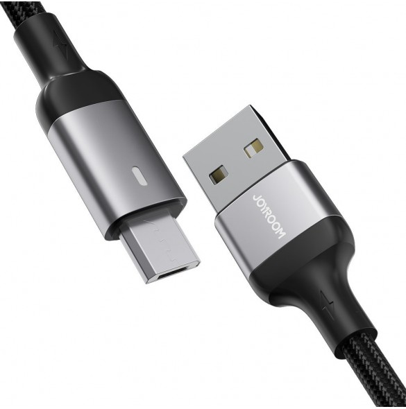 Joyroom USB-kabel - micro USB 2.4A för snabb laddning och dataöverföring 2 m svart (S-UM018A10)