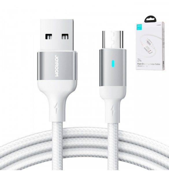Joyroom USB-kabel - micro USB 2.4A för snabb laddning och dataöverföring 2 m vit (S-UM018A10)