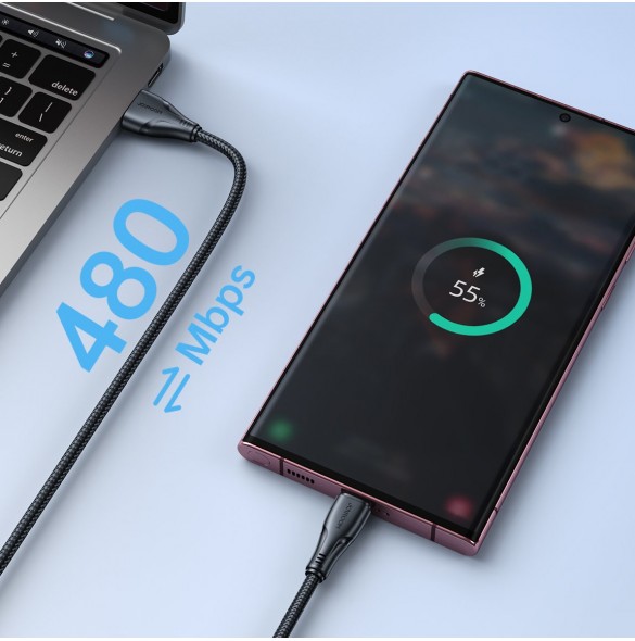 Joyroom USB - USB C 3A kabel Surpass Series för snabb laddning och dataöverföring 3 m svart (S-UC027A11)
