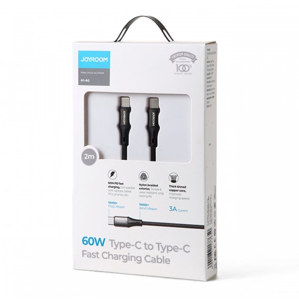 Joyroom snabbladdnings-/datakabel USB Typ C - USB Typ C PD 60W 2m svart (S-2030N1-60)