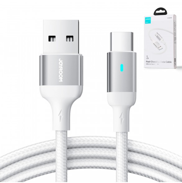 Joyroom USB-kabel - USB C 3A för snabb laddning och dataöverföring A10 Series 3 m vit (S-UC027A10)