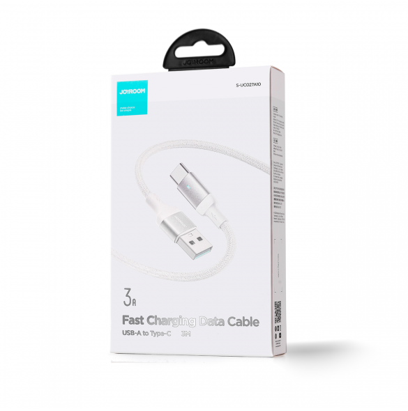 Joyroom USB-kabel - USB C 3A för snabb laddning och dataöverföring A10 Series 3 m vit (S-UC027A10)