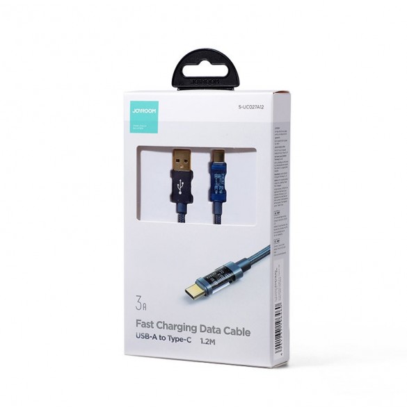 Joyroom USB-kabel - USB Typ C för laddning/dataöverföring 3A 1,2m blå (S-UC027A12)