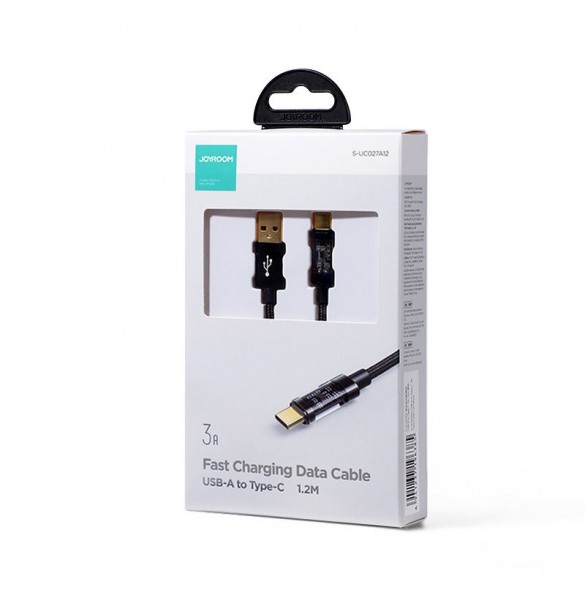 Joyroom USB-kabel - USB Typ C för laddning/dataöverföring 3A 1,2m svart (S-UC027A12)