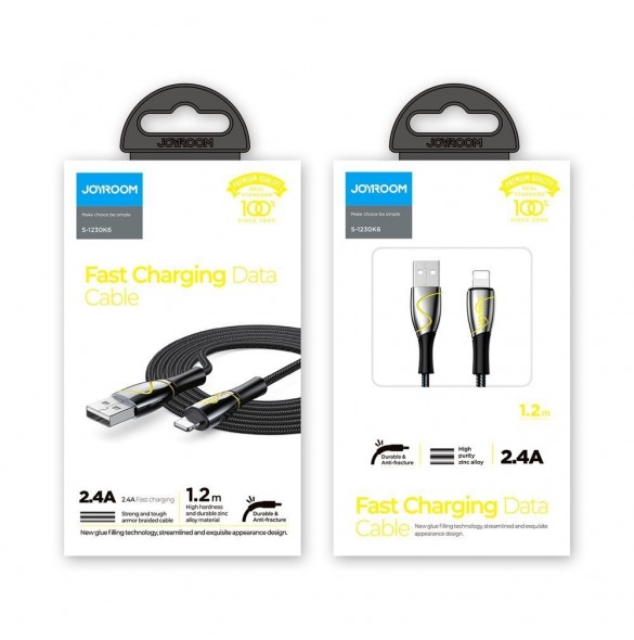 Joyroom Mermaid series USB - Lightning-kabel 2,4A 1,2m svart (S-1230K6)