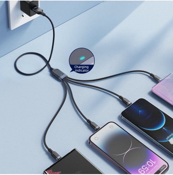 4in1 USB-kabel USB-A - USB-C / 2 x Lightning / Micro för laddning och dataöverföring 1,2m Joyroom S-1T4018A18 - svart