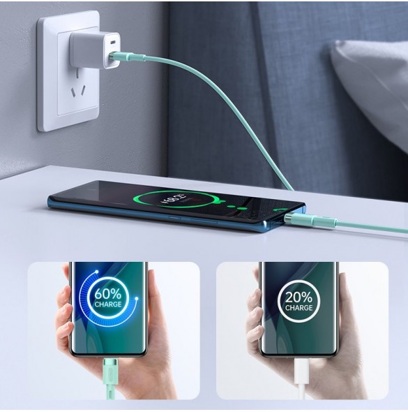 Joyroom slitstark USB Type C-kabel - USB Type C 3A 1,8 m grön (S-1830N9)