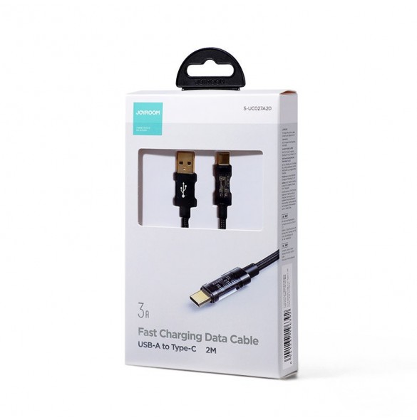 Joyroom USB-kabel - USB Typ C för laddning/dataöverföring 3A 2m svart (S-UC027A20)