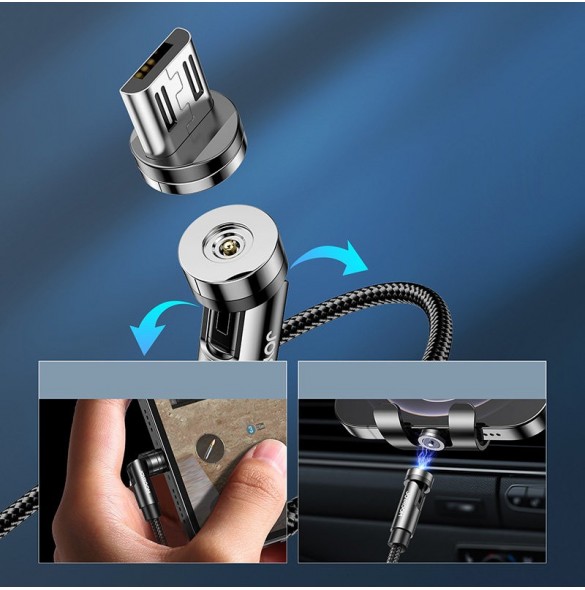 Joyroom 3in1 magnetisk kabel USB - Lightning / USB Typ C / micro USB laddningskabel 2,4A 1,2m svart (S-1224X2 LCM svart)