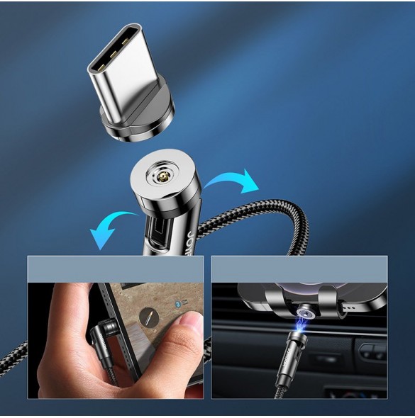Joyroom 3in1 magnetisk kabel USB - Lightning / USB Typ C / micro USB laddningskabel 2,4A 1,2m svart (S-1224X2 LCM svart)