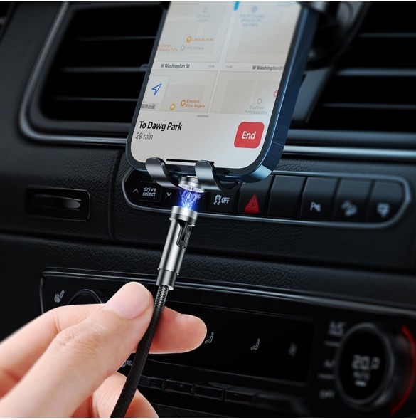 Joyroom 3in1 magnetisk kabel USB - Lightning / USB Typ C / micro USB laddningskabel 2,4A 1,2m svart (S-1224X2 LCM svart)