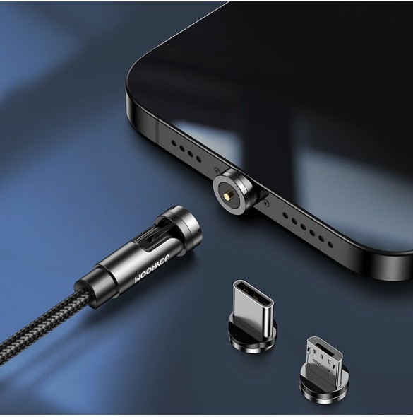 Joyroom 3in1 magnetisk kabel USB - Lightning / USB Typ C / micro USB laddningskabel 2,4A 1,2m svart (S-1224X2 LCM svart)