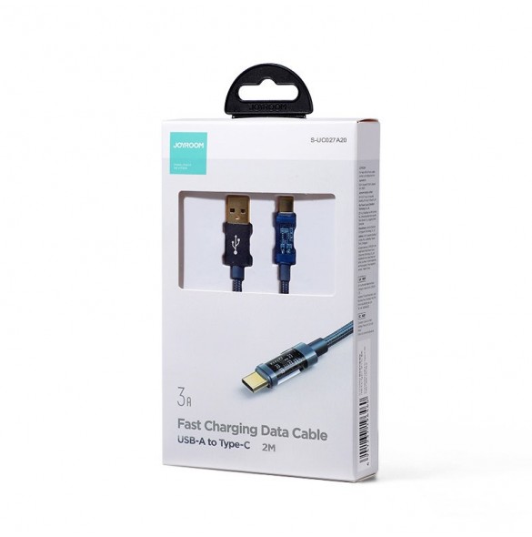 Joyroom USB-kabel - USB Typ C för laddning/dataöverföring 3A 2m blå (S-UC027A20)