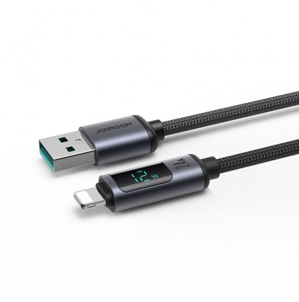 Lightning-kabel - USB A 2,4A 1,2m med LED-display Joyroom S-AL012A16 - svart