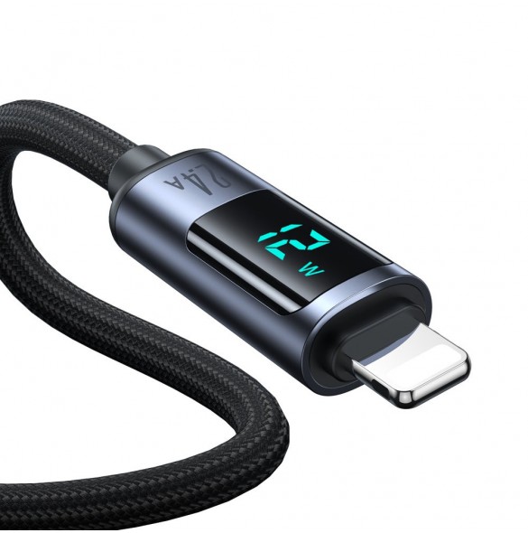 Lightning-kabel - USB A 2,4A 1,2m med LED-display Joyroom S-AL012A16 - svart