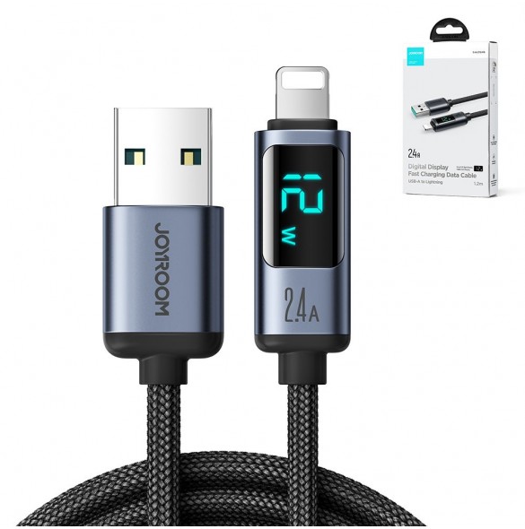 Lightning-kabel - USB A 2,4A 1,2m med LED-display Joyroom S-AL012A16 - svart