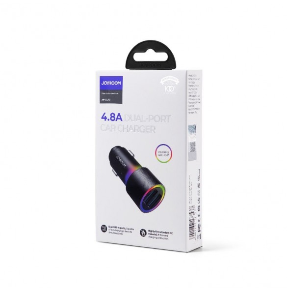 Joyroom billaddare 2 x USB med bakgrundsbelysning 24W svart (JR-CL10)