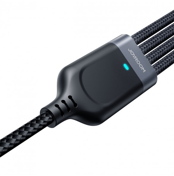 USB-kabel 4in1 USB-A - 2 x USB-C / Lightning / Micro för laddning och dataöverföring 1,2m Joyroom S-1T4018A18 - svart