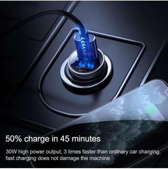 Joyroom C-A09 Mini dubbla portar QC3.0 Smart snabbladdning 2x USB 30W Snabbladdning, SCP, PD, AFC Svart