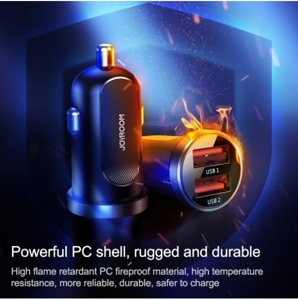 Joyroom C-A09 Mini dubbla portar QC3.0 Smart snabbladdning 2x USB 30W Snabbladdning, SCP, PD, AFC Svart