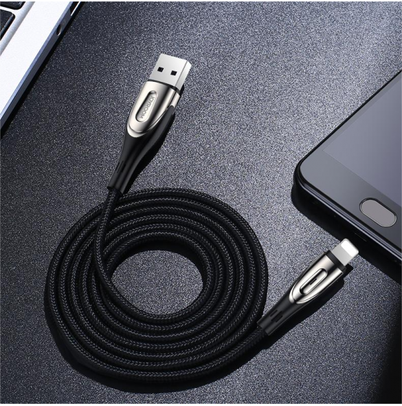 Joyroom Sharp Series Snabbladdningskabel USB-A - Lightning 3A 2m Svart (S-M411)