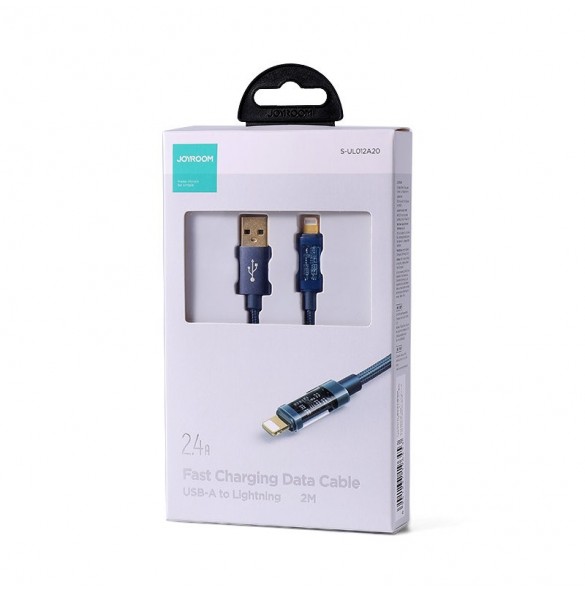 Joyroom USB-kabel - Lightning för laddning/dataöverföring 2,4A 20W 2m blå (S-UL012A20)