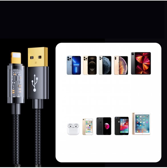 Joyroom USB-kabel - Lightning för laddning/dataöverföring 2,4A 20W 2m blå (S-UL012A20)
