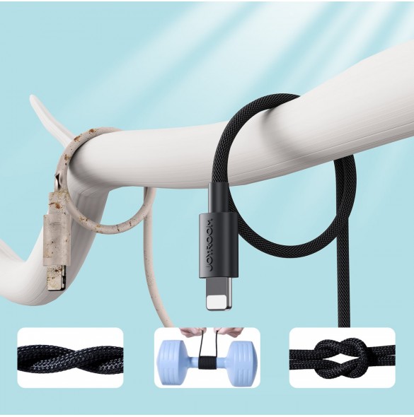 Joyroom Slitstark USB Typ C-kabel - Blixtsnabb laddning/dataöverföring 20W 2m Svart (S-2024M13)