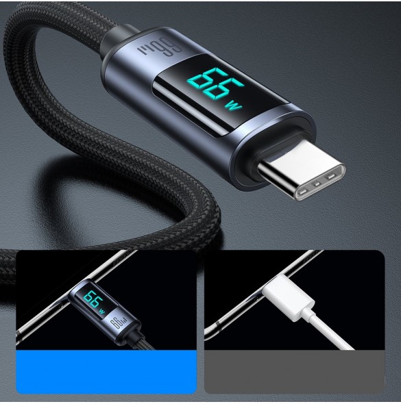 USB C - USB A-kabel 66W 1,2m med LED-display Joyroom S-AC066A16 - svart