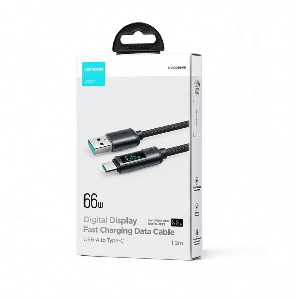USB C - USB A-kabel 66W 1,2m med LED-display Joyroom S-AC066A16 - svart