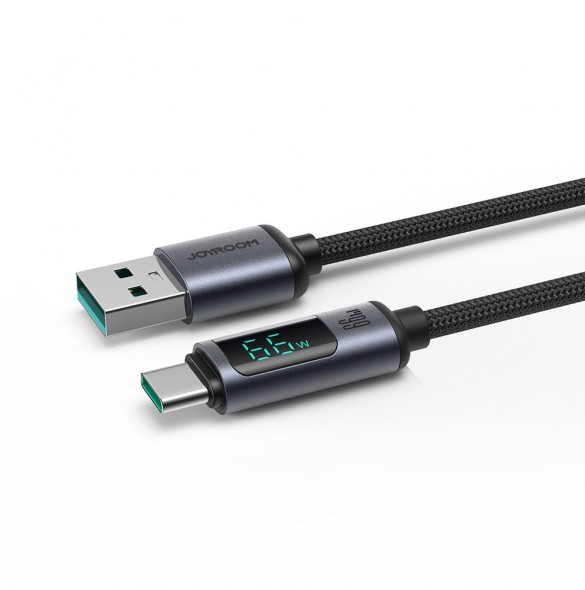 USB C - USB A-kabel 66W 1,2m med LED-display Joyroom S-AC066A16 - svart
