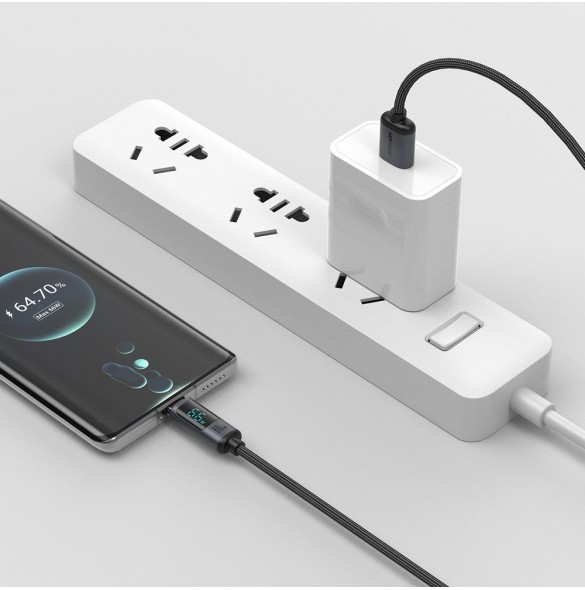 USB C - USB A-kabel 66W 1,2m med LED-display Joyroom S-AC066A16 - svart