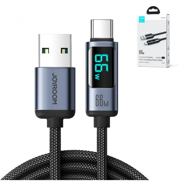 USB C - USB A-kabel 66W 1,2m med LED-display Joyroom S-AC066A16 - svart