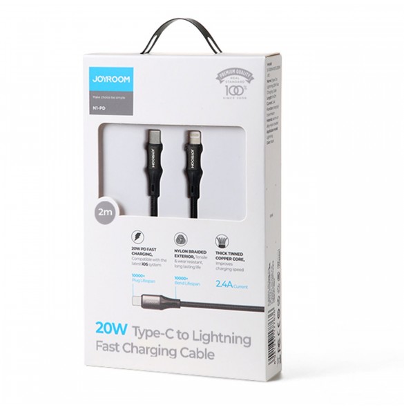 Joyroom Snabbladdning / Datakabel USB Typ C - Lightning PD 20W 2m Svart (S-2024N1-PD)