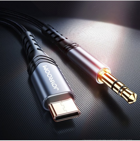 Joyroom AUX stereoljudkabel 3,5 mm minijack - USB Type C för surfplatta 1 m svart (SY-A03)