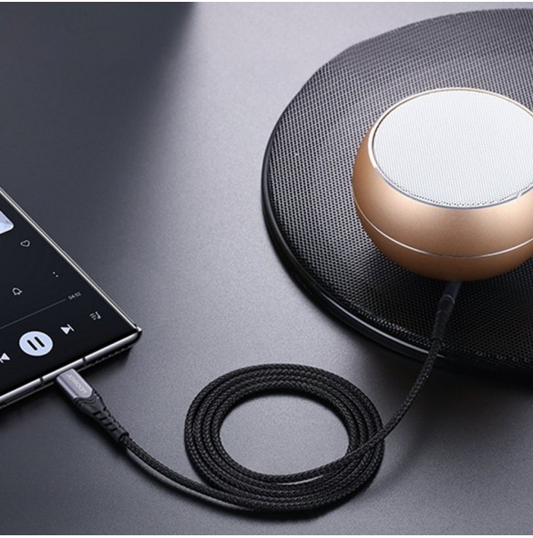 Joyroom AUX stereoljudkabel 3,5 mm minijack - USB Type C för surfplatta 1 m svart (SY-A03)