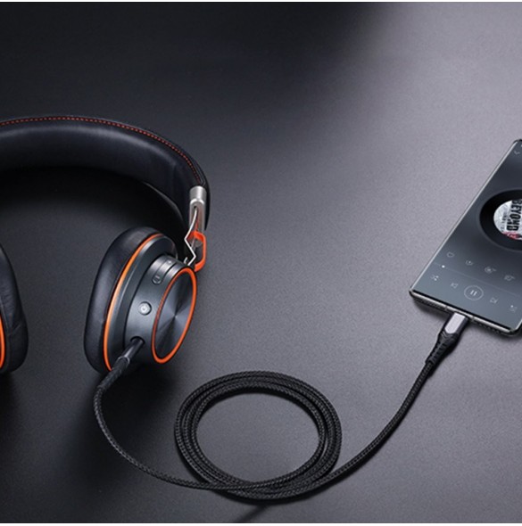 Joyroom AUX stereoljudkabel 3,5 mm minijack - USB Type C för surfplatta 1 m svart (SY-A03)