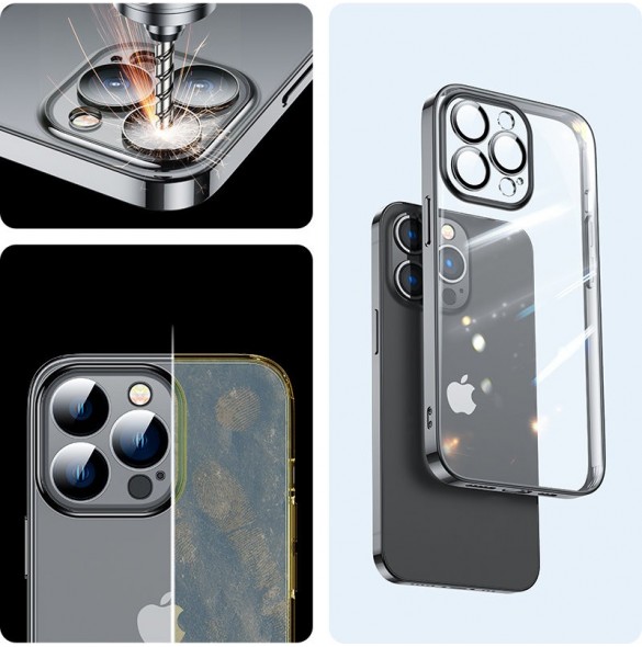 Joyroom 14Q Fodral fodral för iPhone 14 Plus fodral med metallram svart (JR-14Q3-svart)