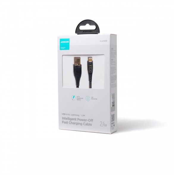 Joyroom snabbladdningskabel med smart switch USB-A - Lightning 2,4A 1,2m svart (S-UL012A3)