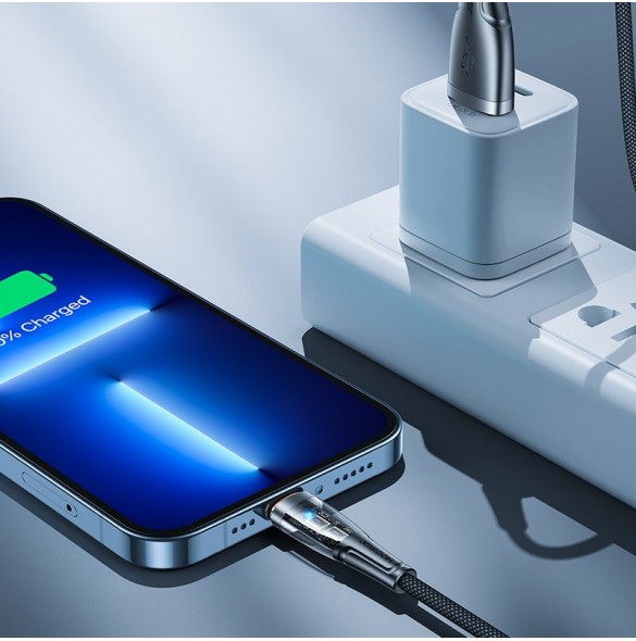 Joyroom snabbladdningskabel med smart switch USB-A - Lightning 2,4A 1,2m svart (S-UL012A3)