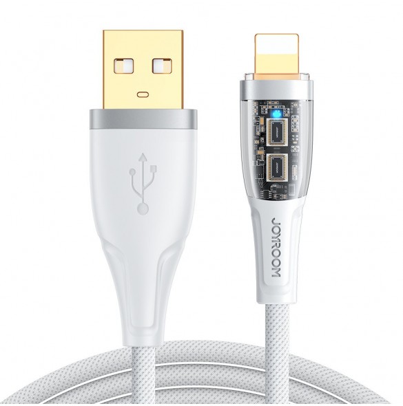 Joyroom snabbladdningskabel med smart switch USB-A - Lightning 2,4A 1,2m vit (S-UL012A3)