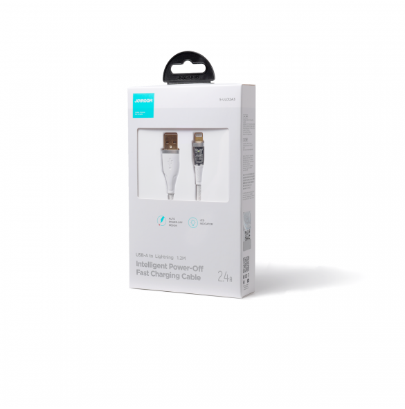 Joyroom snabbladdningskabel med smart switch USB-A - Lightning 2,4A 1,2m vit (S-UL012A3)