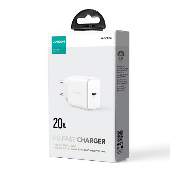 Joyroom JR-TCF06 USB C 20W PD laddare - Vit