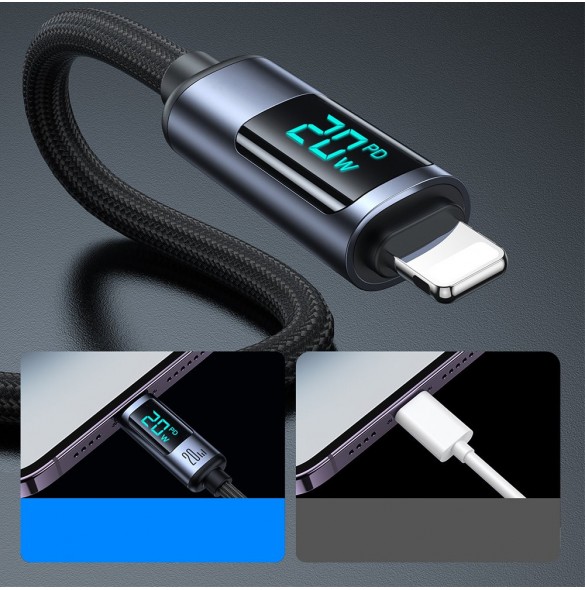 Lightning - USB C-kabel 20W 1,2m med LED-skärm Joyroom S-CL020A16 - svart